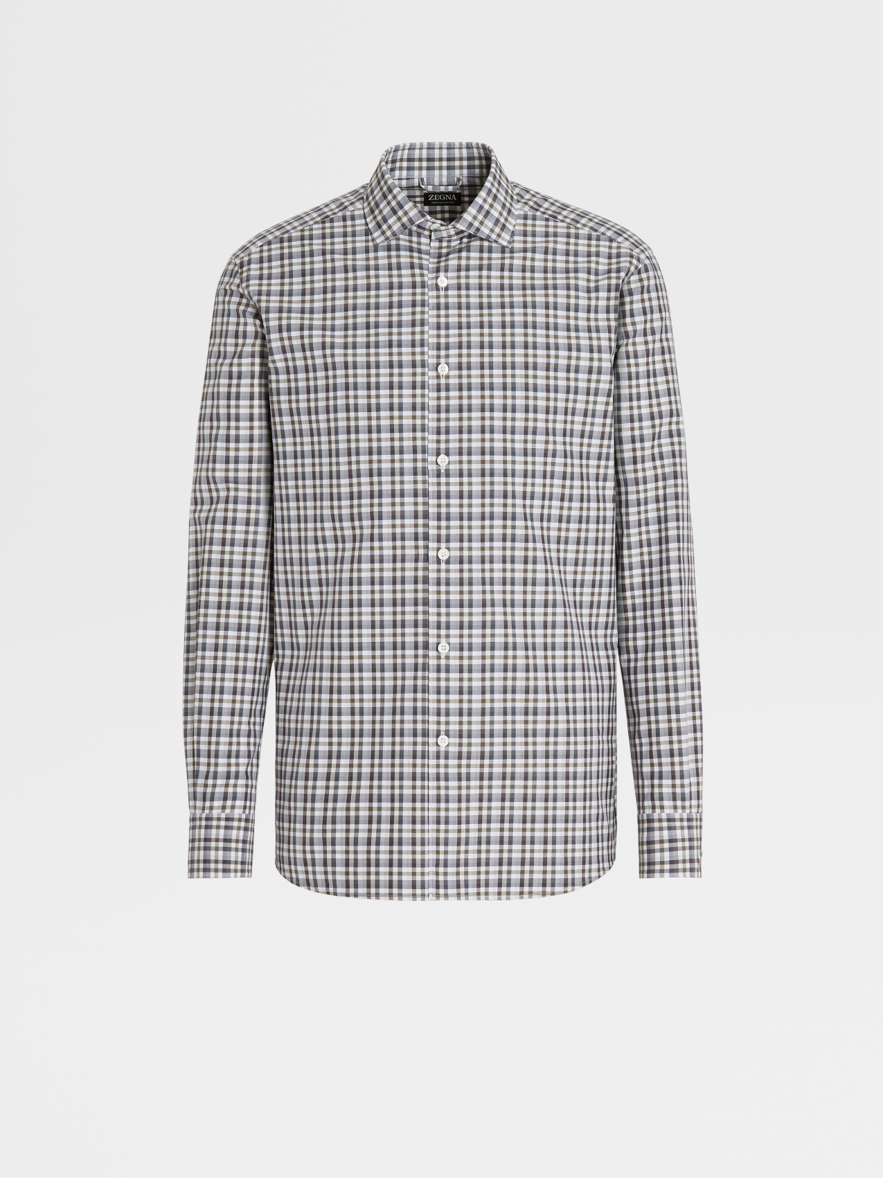 Green and Off White Checkered Premium Cotton Long-sleeve Shirt